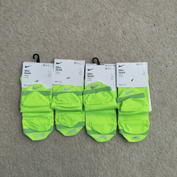 NWT (4) Pair Nike Spark No Show Womens 11.5-13 Yellow DRI-FIT Running Socks - Picture 3 of 5